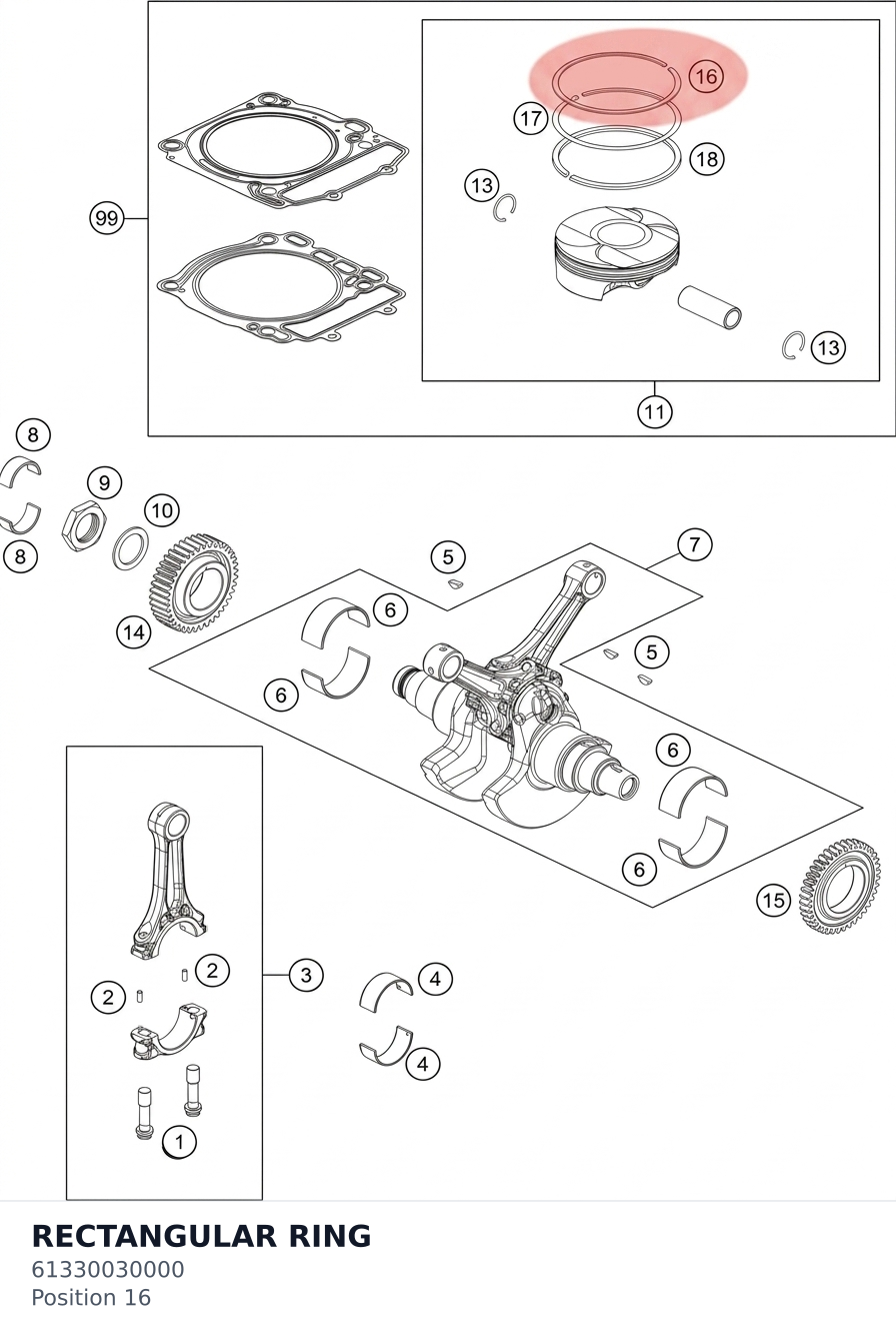 Diagram preview: RECTANGULAR RING (61330030000)