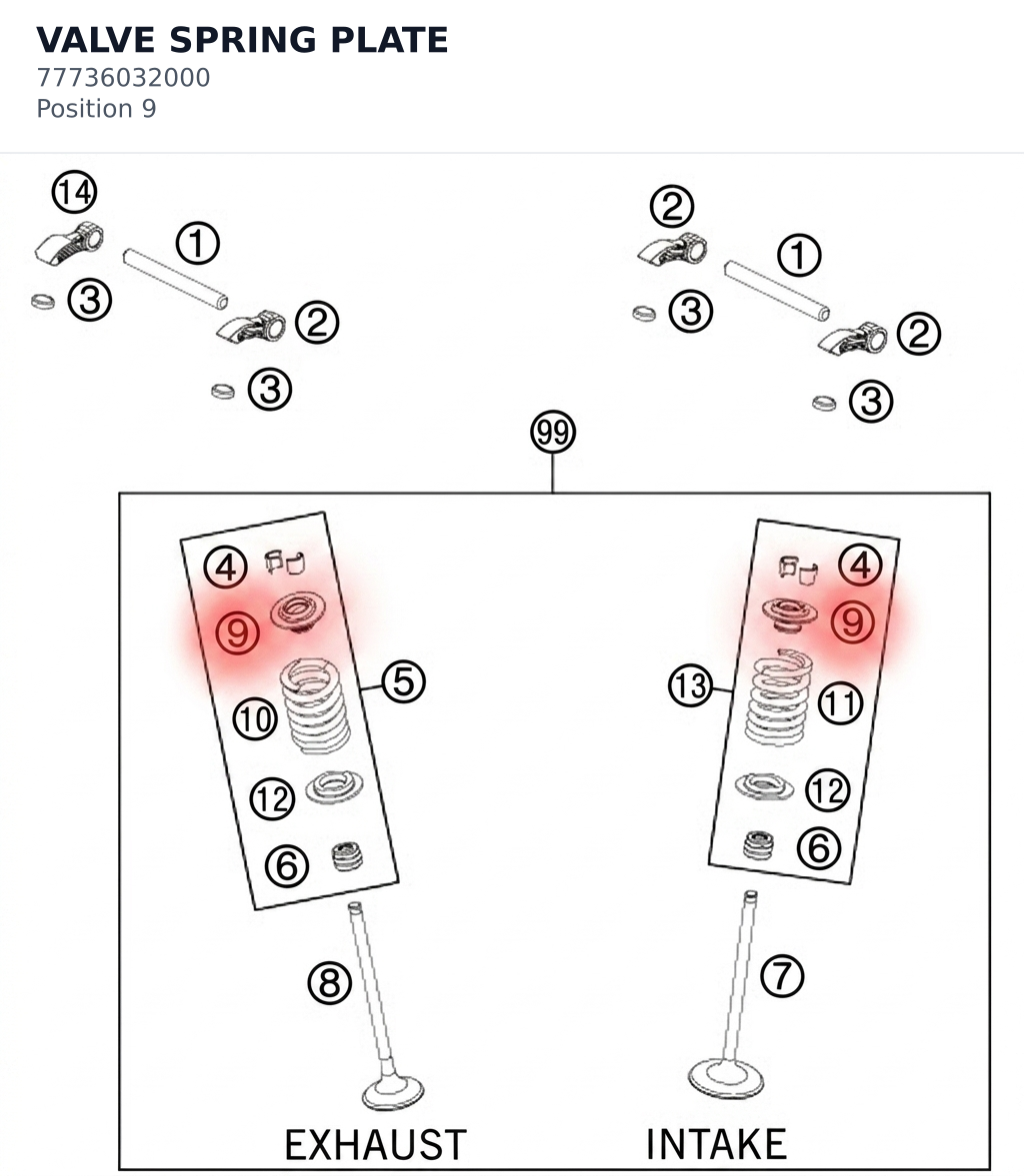 Diagram preview: VALVE SPRING PLATE (77736032000)