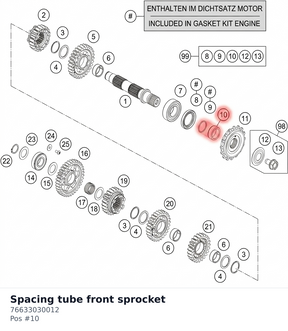 Diagram preview: Spacing tube front sprocket (76633030012)