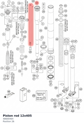 Diagram preview: Piston rod 12x405 (48600464)