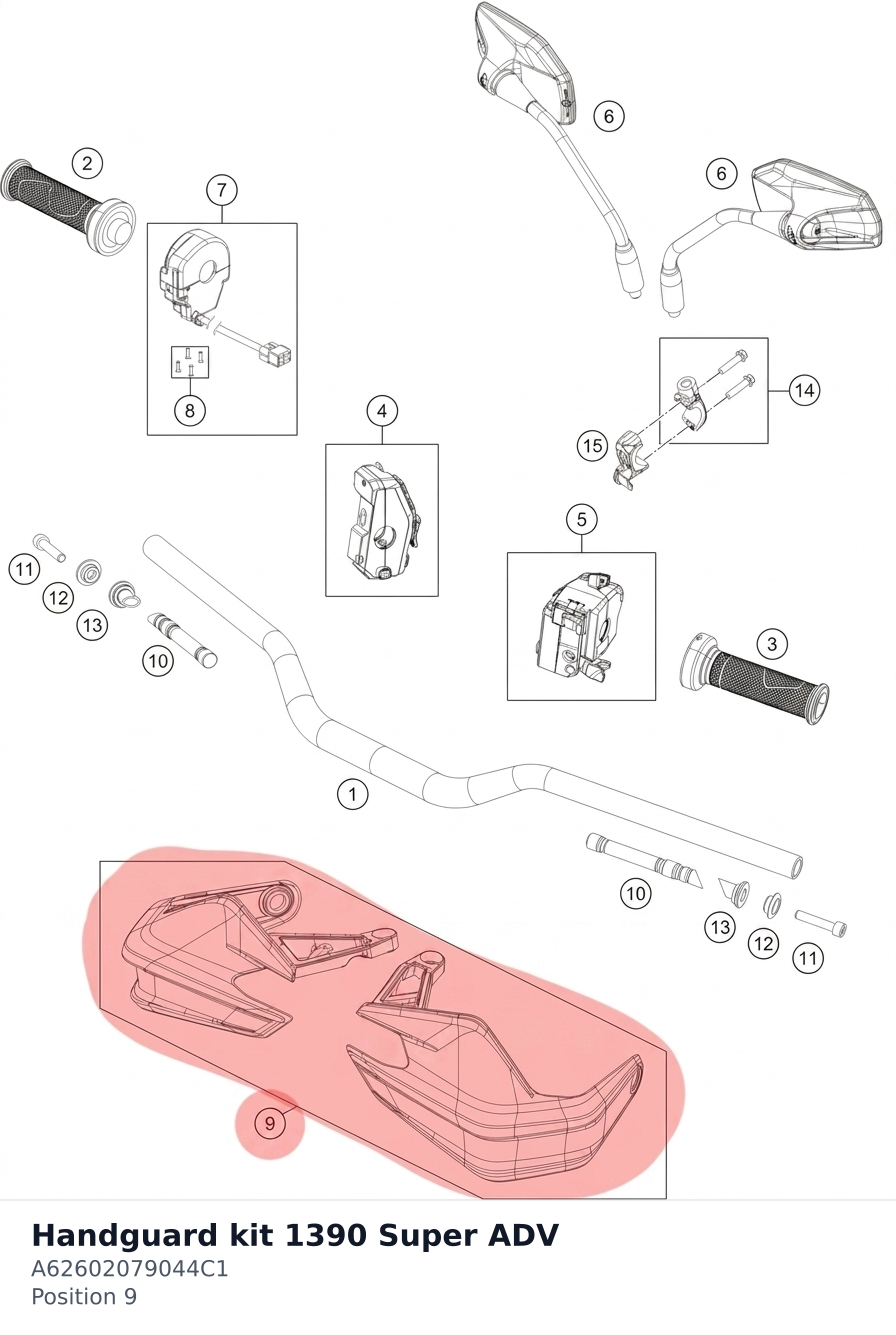 Diagram preview: Handguard kit 1390 Super ADV (A62602079044C1)