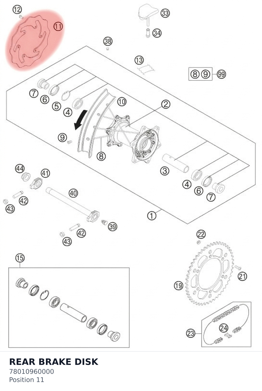 Diagram preview: REAR BRAKE DISK (78010960000)