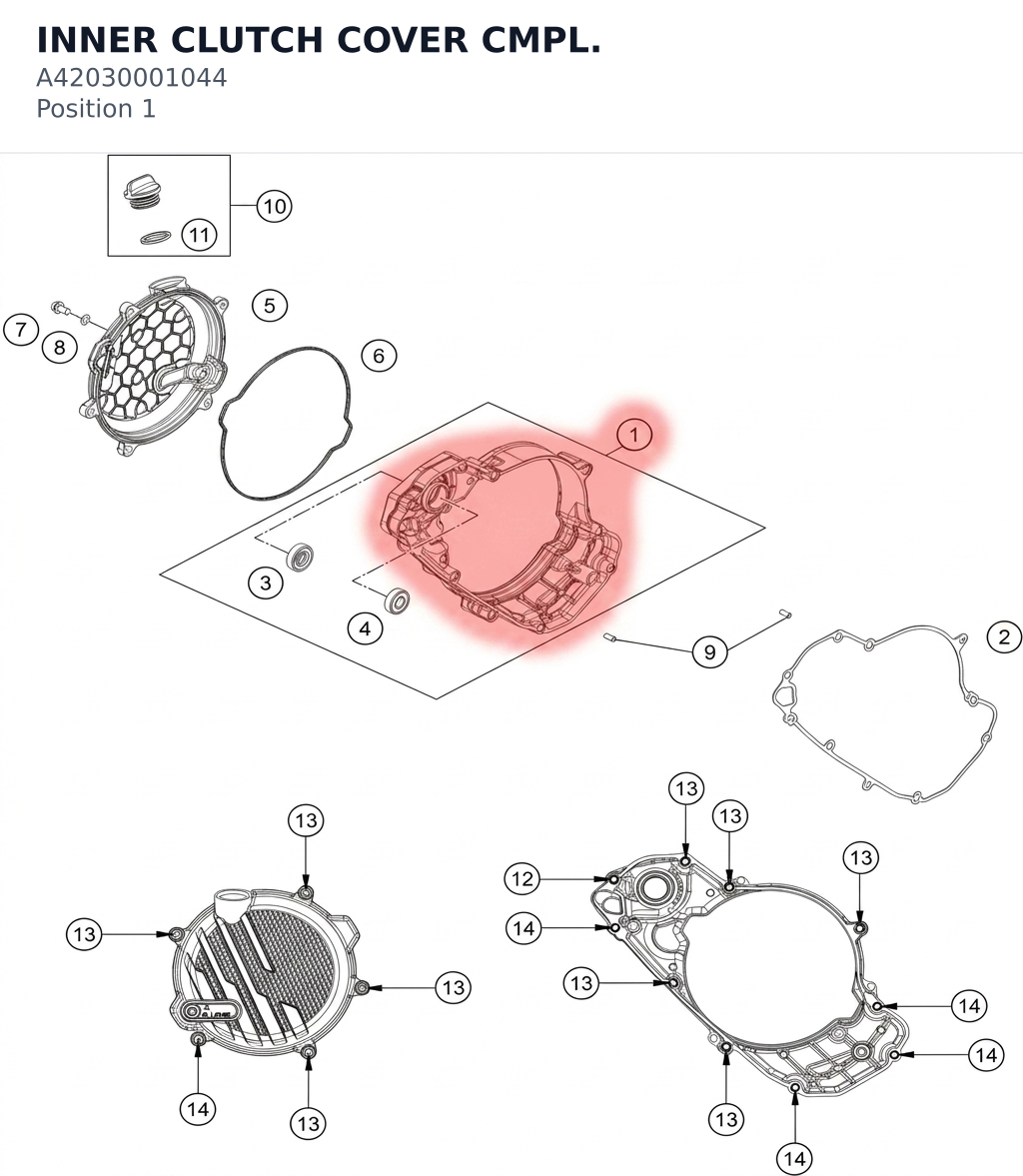 Diagram preview: INNER CLUTCH COVER CMPL. (A42030001044)