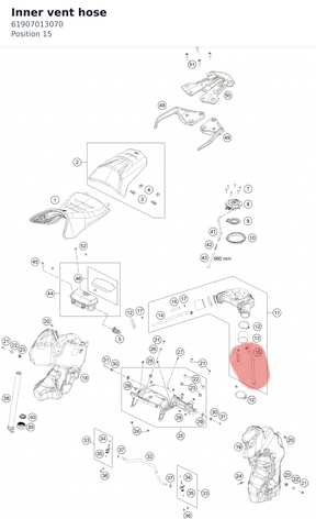 Diagram preview: Inner vent hose (61907013070)