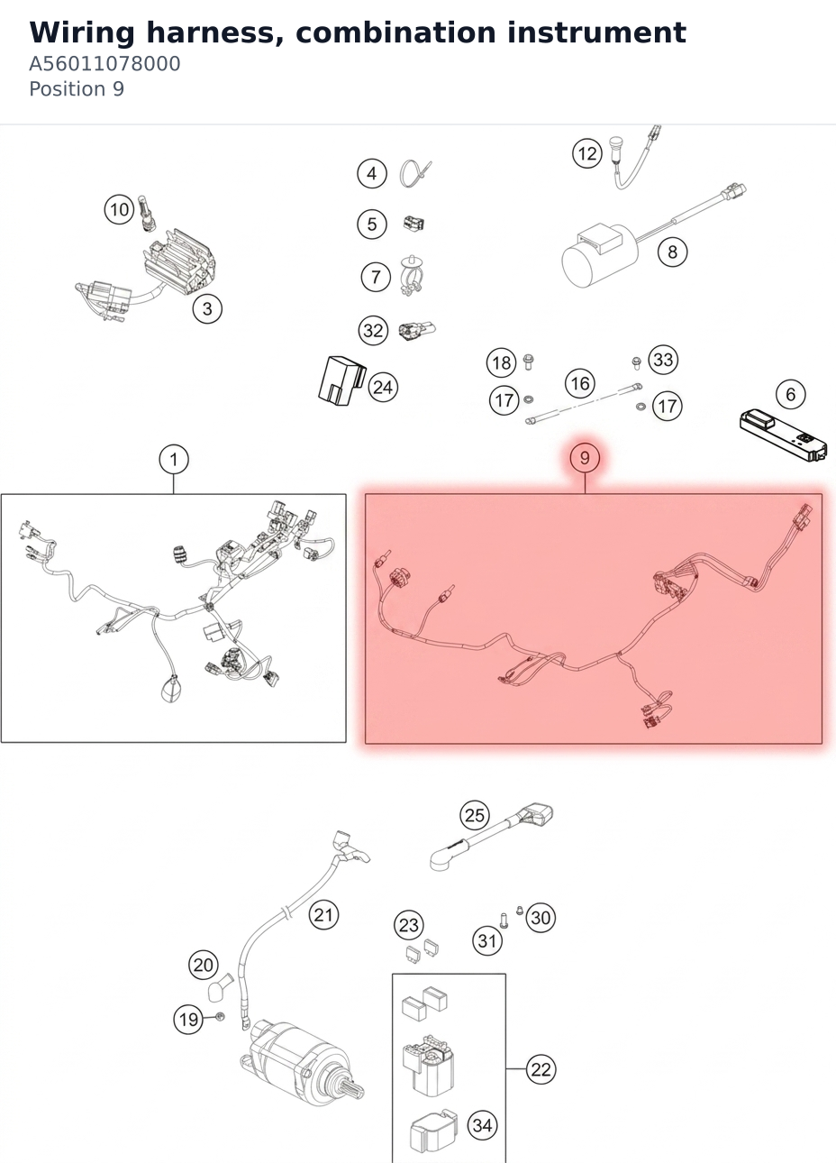 Diagram preview: Wiring harness, combination instrument (A56011078000)