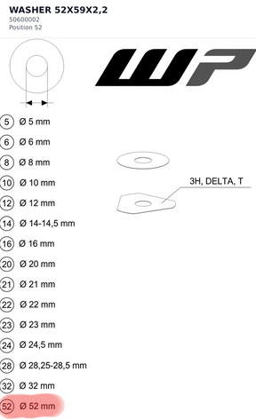 Diagram preview: WASHER 52X59X2,2 (50600002)