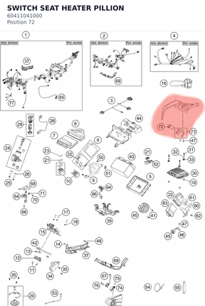 Diagram preview: SWITCH SEAT HEATER PILLION (60411041000)