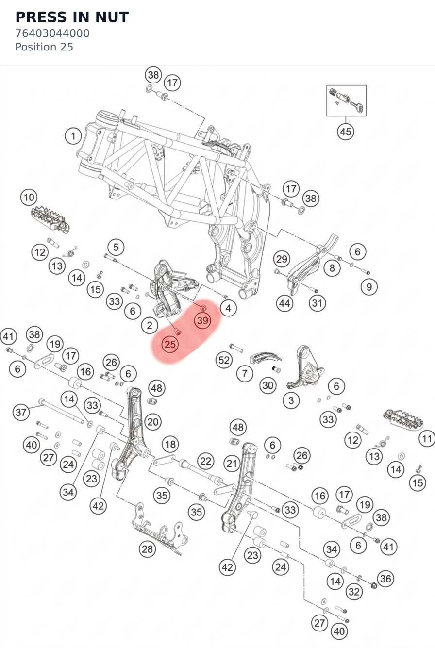 Diagram preview: PRESS IN NUT (76403044000)