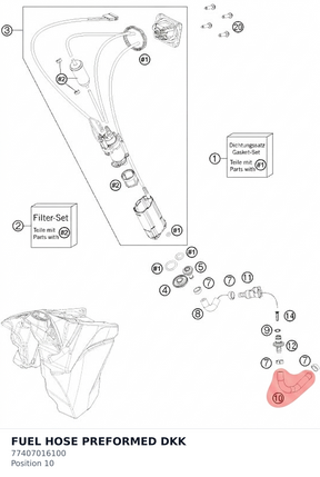 Diagram preview: FUEL HOSE PREFORMED DKK (77407016100)