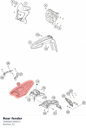 Diagram preview: Rear fender (76908013000C1)