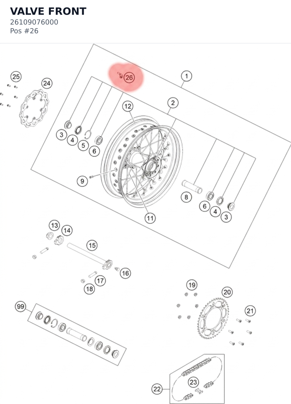 Diagram preview: VALVE FRONT (26109076000)