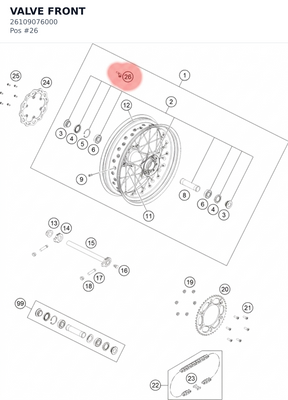 Diagram preview: VALVE FRONT (26109076000)