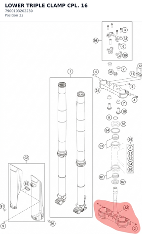 Diagram preview: LOWER TRIPLE CLAMP CPL.     16 (7900103202230)