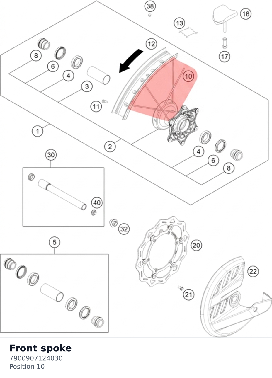 Diagram preview: Front spoke (7900907124030)