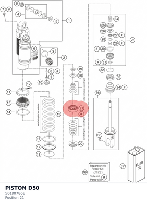 Diagram preview: PISTON D50 (50180786E)