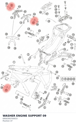 Diagram preview: WASHER ENGINE SUPPORT       09 (6900300700033)
