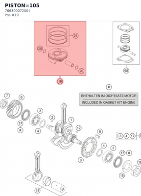 Diagram preview: PISTON=105 (76630007200 I)