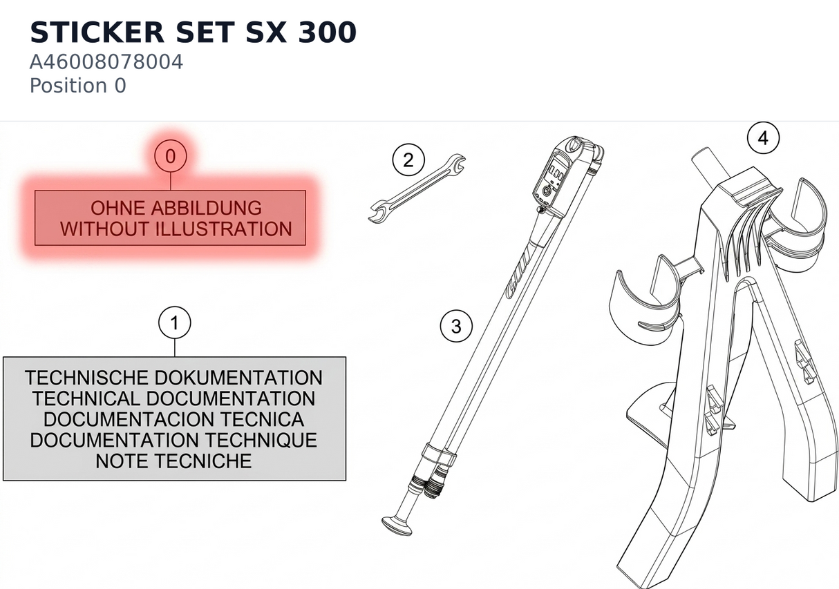 Diagram preview: STICKER SET SX 300 (A46008078004)