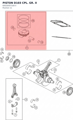 Diagram preview: PISTON D103 CPL. GR. II (60630007100 II)