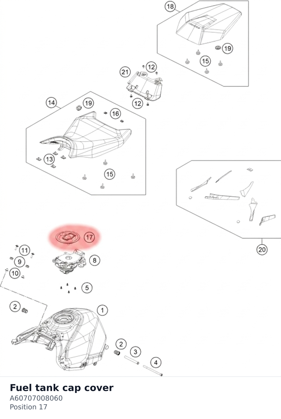 Diagram preview: Fuel tank cap cover (A60707008060)