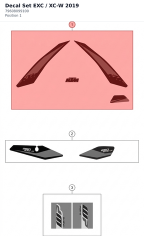 Diagram preview: Decal Set EXC / XC-W 2019 (79608099100)