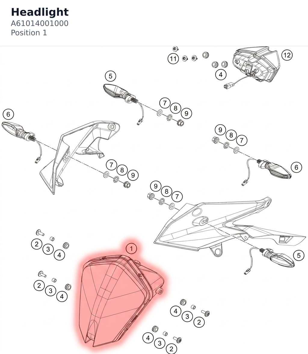 Diagram preview: Headlight (A61014001000)