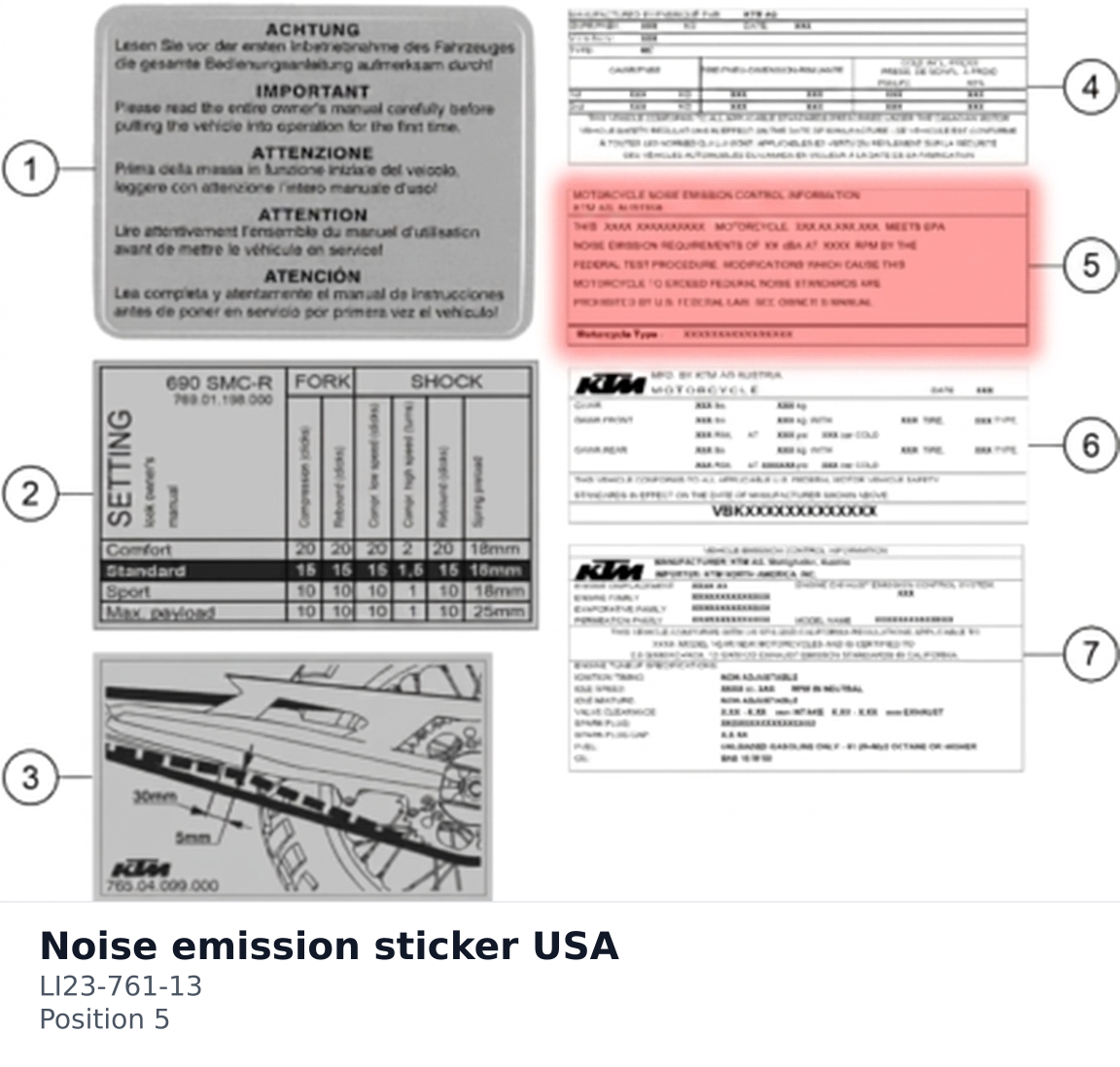Diagram preview: Noise emission sticker USA (LI23-761-13)