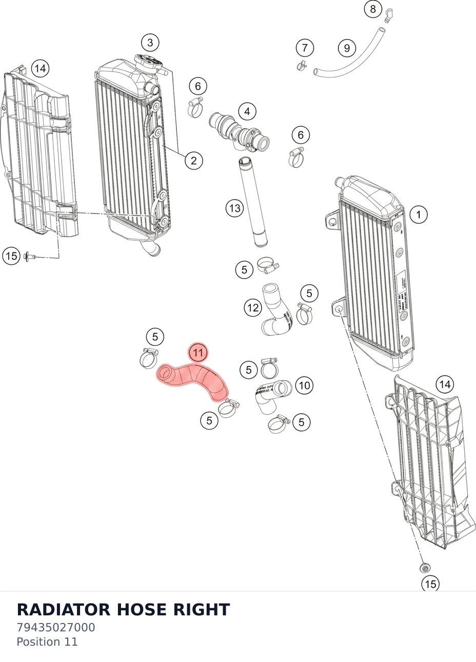 Diagram preview: RADIATOR HOSE RIGHT (79435027000)