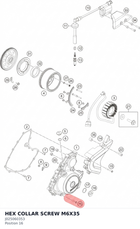 Diagram preview: HEX COLLAR SCREW M6X35 (J025060353)