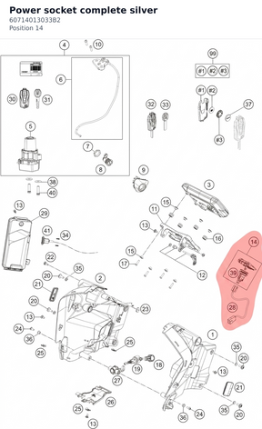 Diagram preview: Power socket complete silver (60714013033B2)