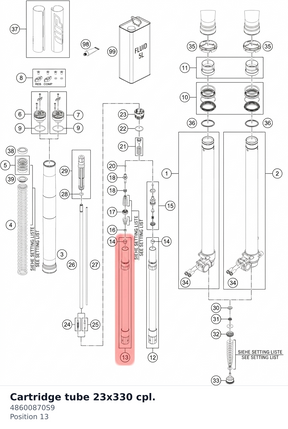 Diagram preview: Cartridge tube 23x330 cpl. (48600870S9)