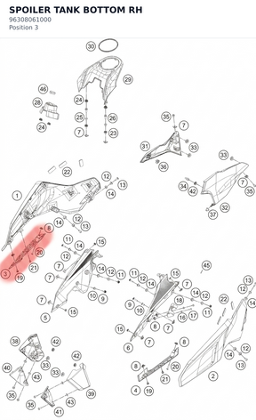 Diagram preview: SPOILER TANK BOTTOM RH (96308061000)