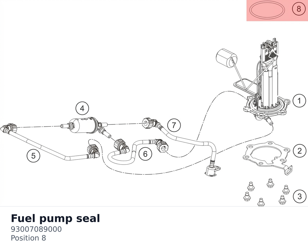 Diagram preview: Fuel pump seal (93007089000)