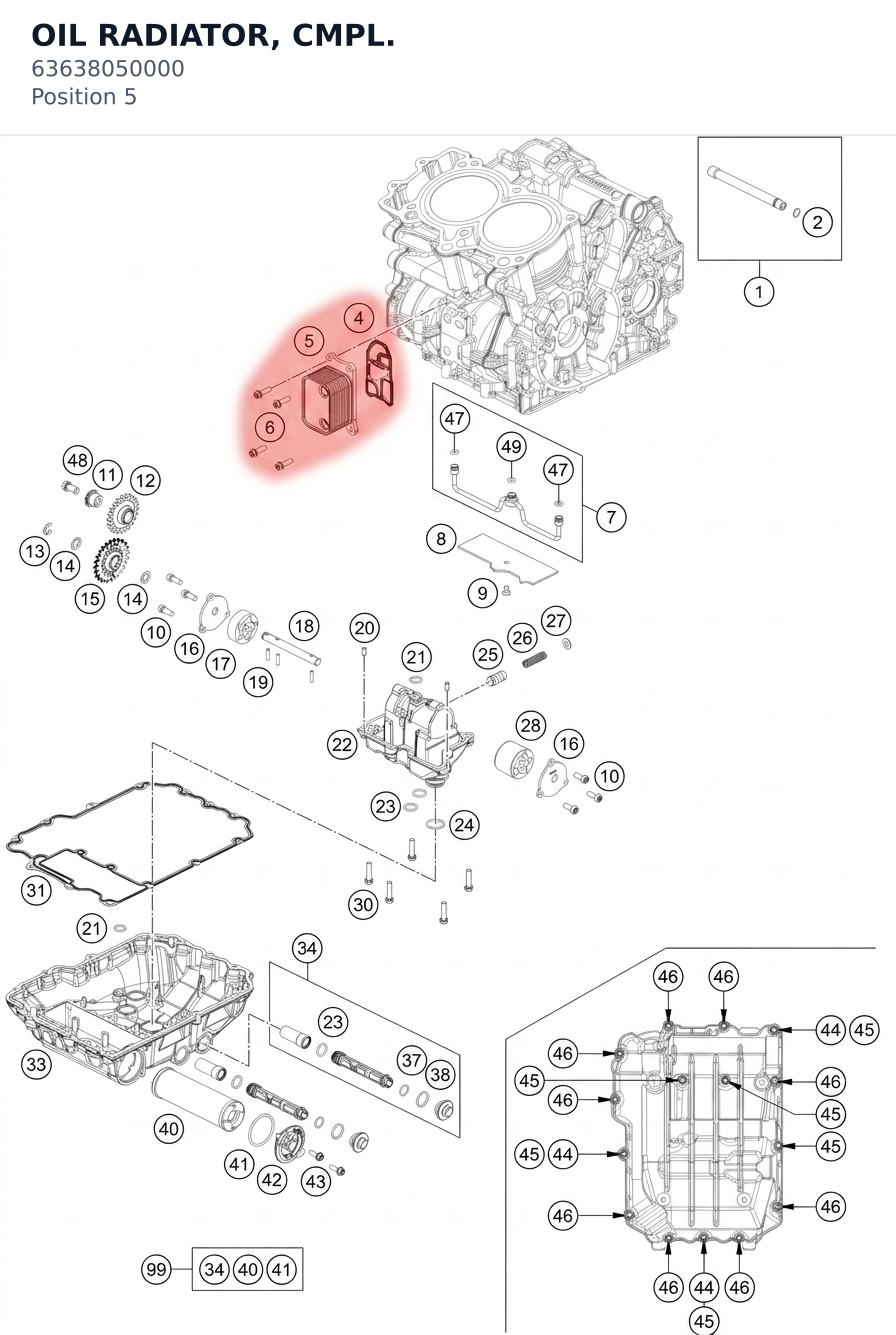 Diagram preview: OIL RADIATOR, CMPL. (63638050000)