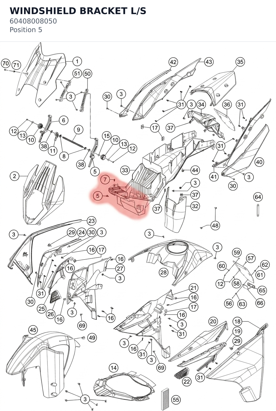 Diagram preview: WINDSHIELD BRACKET L/S (60408008050)