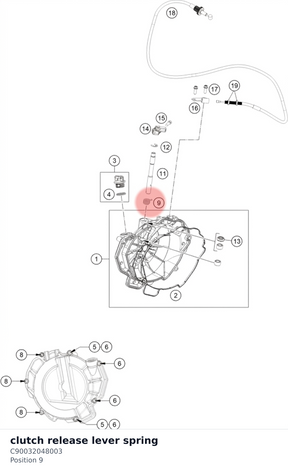 Diagram preview: clutch release lever spring (C90032048003)
