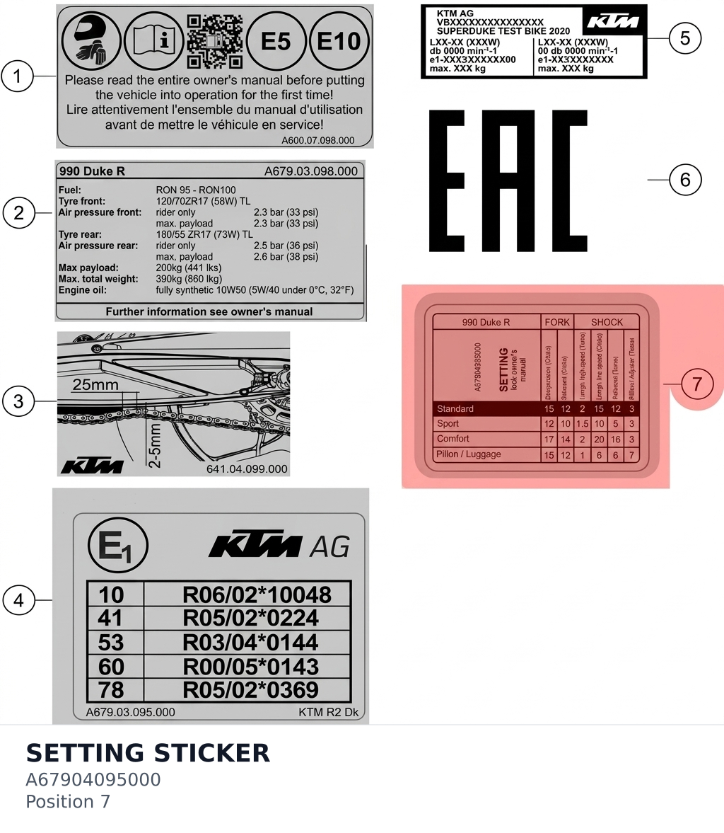 Diagram preview: SETTING STICKER (A67904095000)