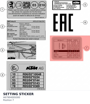 Diagram preview: SETTING STICKER (A67904095000)
