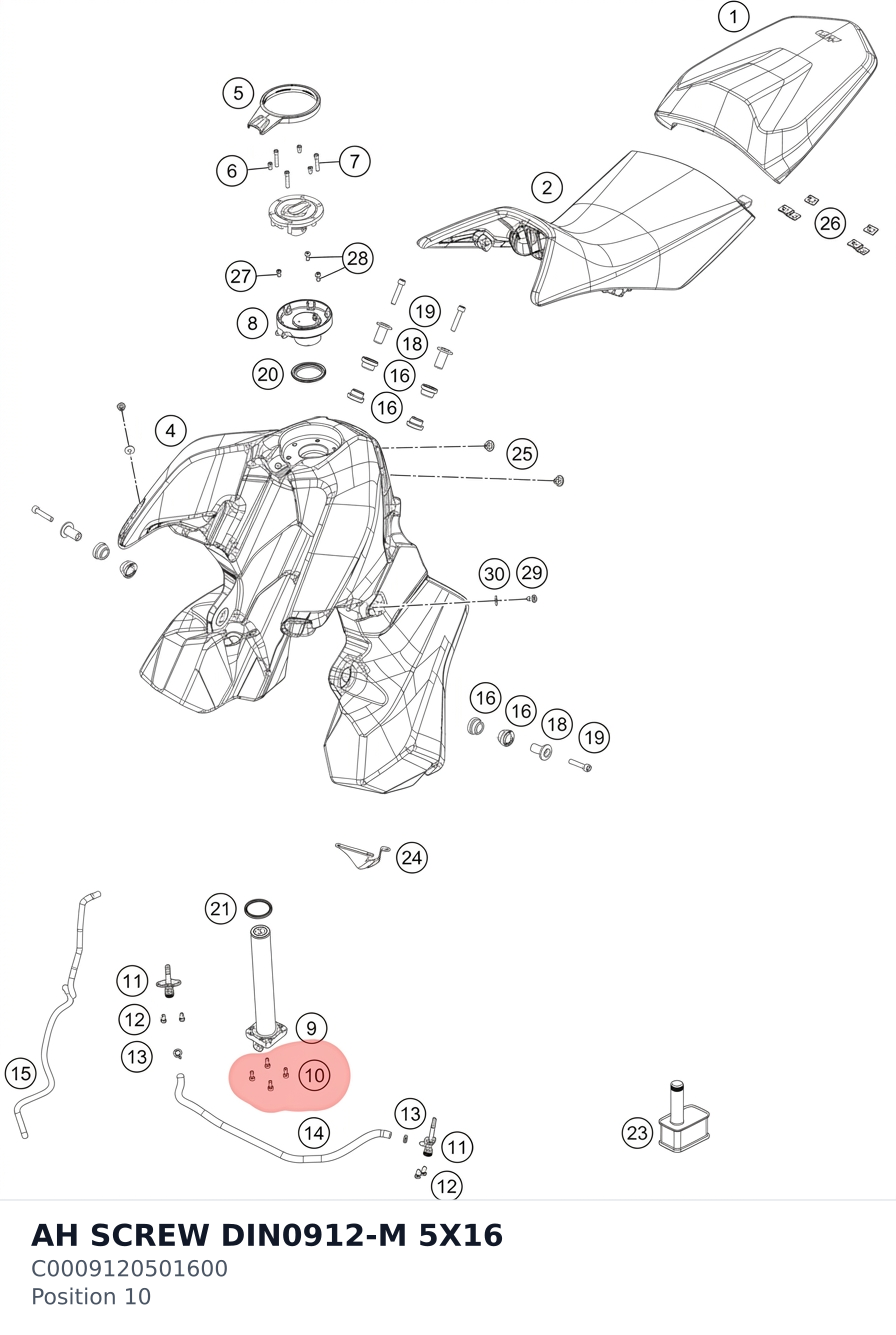 Diagram preview: AH SCREW DIN0912-M 5X16 (C0009120501600)