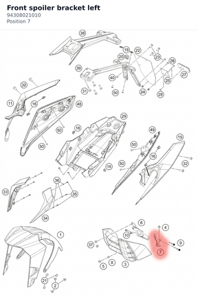 Diagram preview: Front spoiler bracket left (94308021010)