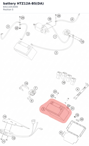 Diagram preview: battery HTZ12A-BS(DA) (64111053000)
