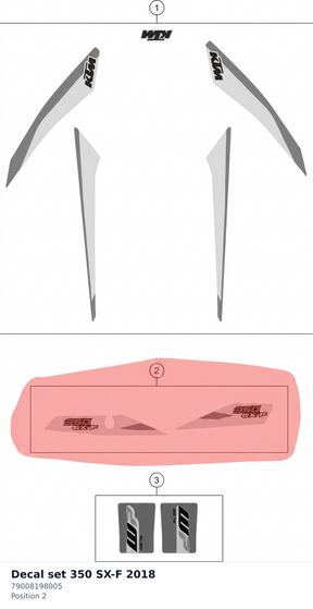 Diagram preview: Decal set 350 SX-F 2018 (79008198005)