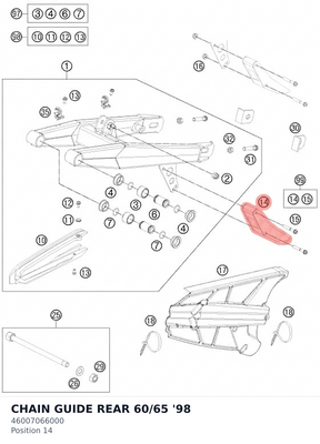 Diagram preview: CHAIN GUIDE REAR 60/65 '98 (46007066000)