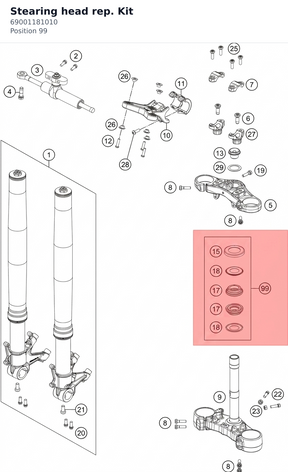 Diagram preview: Stearing head rep. Kit (69001181010)