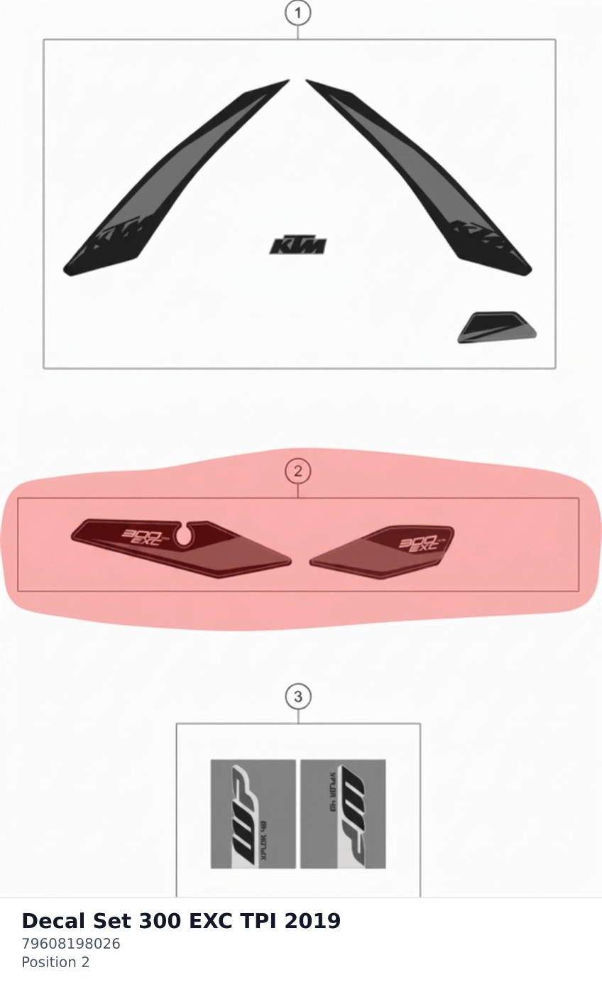 Diagram preview: Decal Set 300 EXC TPI 2019 (79608198026)