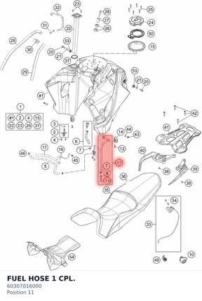 Diagram preview: FUEL HOSE 1 CPL. (60307016000)