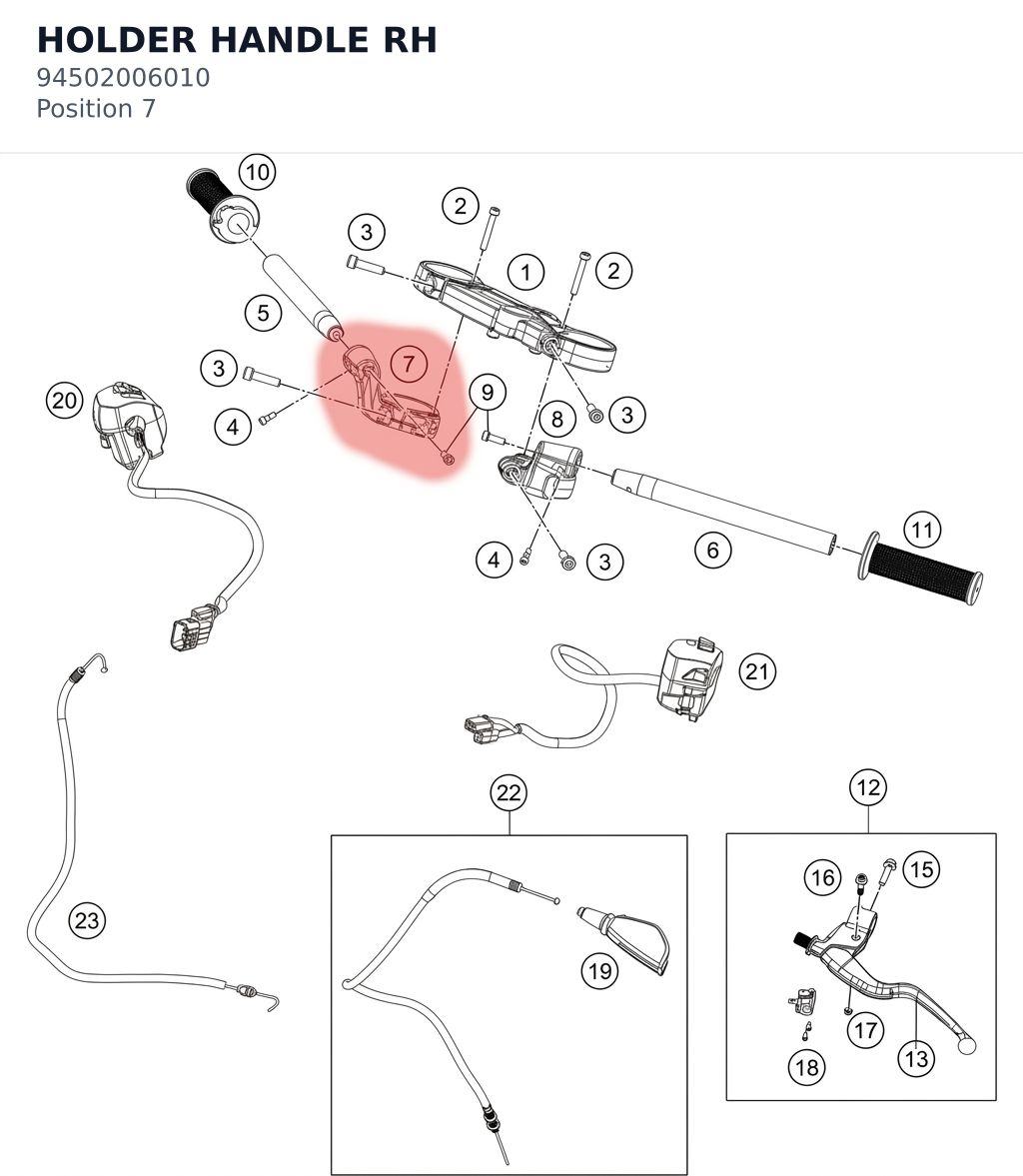 Diagram preview: HOLDER HANDLE RH (94502006010)