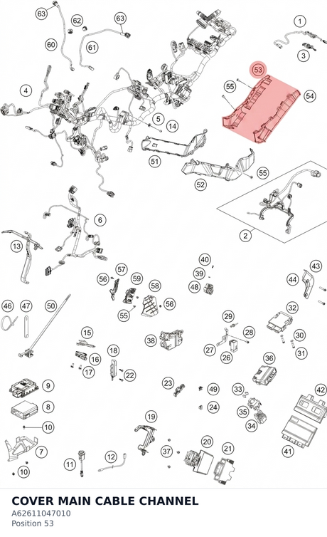 Diagram preview: COVER MAIN CABLE CHANNEL (A62611047010)