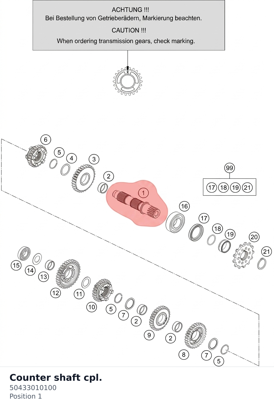 Diagram preview: Counter shaft cpl. (50433010100)