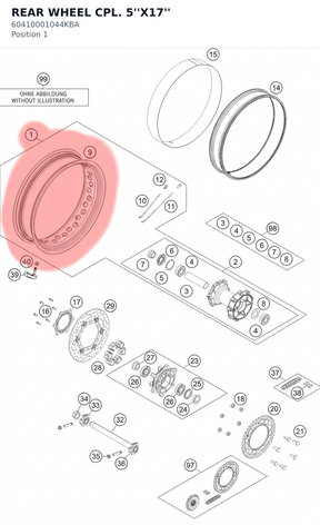 Diagram preview: REAR WHEEL CPL. 5''X17'' (60410001044KBA)